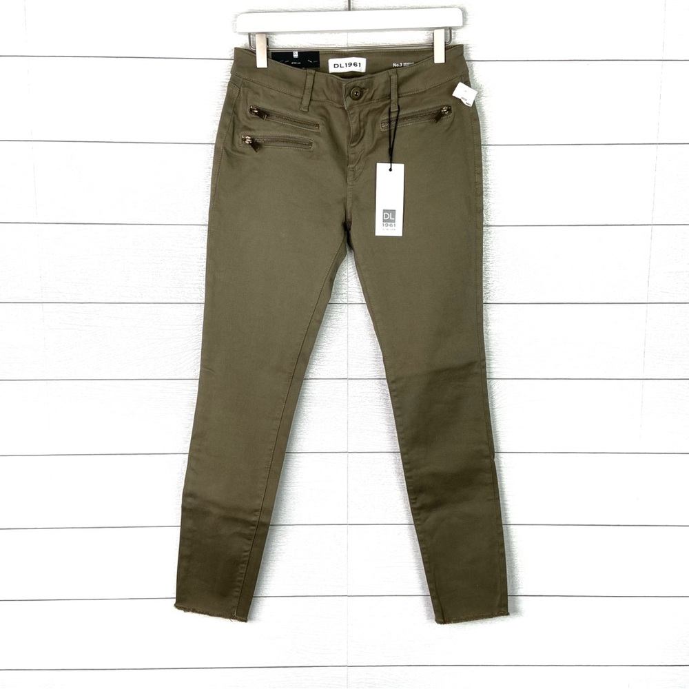 NWT DL1961 Instasculpt Skinny Green Olive 28 Zipper Pockets New